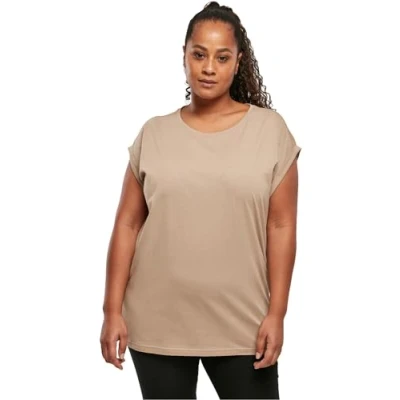Afbeelding van Urban Classics Curvy Ladies Extended Shoulder TEE Tshirt basic, Dames, Maat: XL, Softtaupe