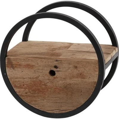 Afbeelding van Industrieel rond wandrek hout en metaal Liv 50 cm