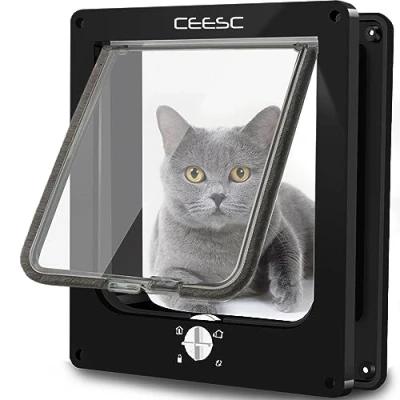 Afbeelding van CEESC groot kattenluik, magnetisch huisdierluik met draaibaar 4 wegslot voor katten, katten en kittens, verbeterde versie
