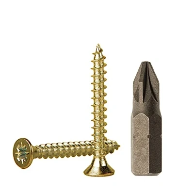 Afbeelding van (Pack van 300 stuks) geel verzinkt staal 3,0 x 30 mm houtschroeven, spaanplaatschroeven, universele Pozi aandrijfschroef, PZ volledig schroef, Pozidriv verzonken kop (300, mm)