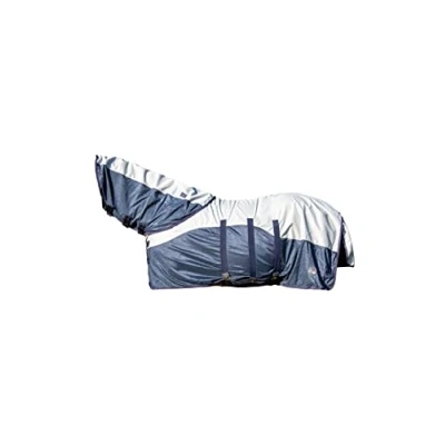 Afbeelding van HKM Vliegendeken Rain Nek en Buikflap Blauw/Grijs 145/195