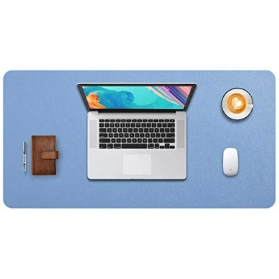 Afbeelding van DOBAOJIA Muismat Grote Mousepad XL, Bureaulegger Bureaumat, Bureau Vloeipapier Schrijfblok, Laptop Bureaumat voor kantoor/thuis, PU leer waterdicht + suède antislip 80 x 40 cm (Staal Blauw)