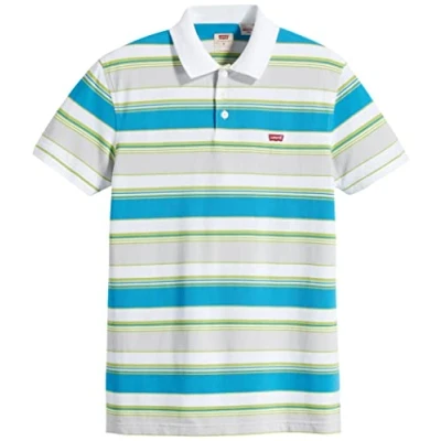Afbeelding van Levi&#039;s heren T Shirt Housemark Polo, Archie Stripe Macaw Green, XS