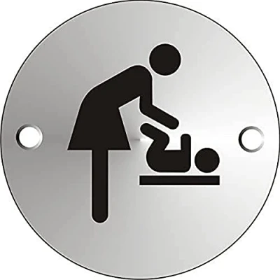 Afbeelding van Seco Moeder en Baby Pictogram Teken, 72mm Diameter 1.5mm Satijn Geanodiseerd Aluminium