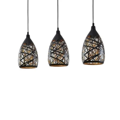 Afbeelding van Lindby hanglamp 3 lichts staal E27 zwart, goud