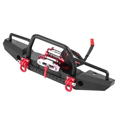 Afbeelding van Aluminium voorbumper met lier, RC auto Crawler upgrade onderdeel, voor TRX 4, klassiek gesplitst type ontwerp, inclusief lier ＆ Afstandsbediening handmatige schakelaar van