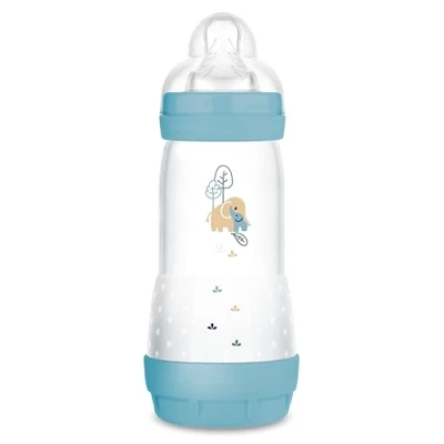Afbeelding van MAM Easy Start Anti koliek flesjes voor kinderen vanaf 4 maanden, 320 ml met zuiger, stroomsnelheid 3 4+ van SkinSoft siliconen, bio rond, lichtblauw