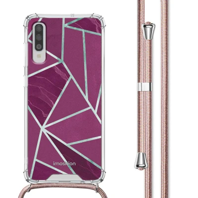 Afbeelding van Samsung Galaxy A70 Hoesje Kunststof iMoshion Softcase/Koordhoesje/Backcover Bordeaux Graphic Telefoonhoesje