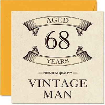 Afbeelding van Vintage 68e verjaardagskaarten voor mannen leeftijd 68 jaar leuke verjaardagskaart opa vader echtgenoot vriend oom broer opa, 145 mm x wenskaarten,