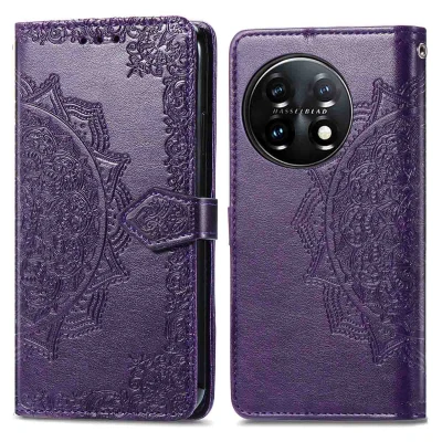 Afbeelding van OnePlus 11 Hoesje Kunstleder iMoshion Bookcase Paars Telefoonhoesje