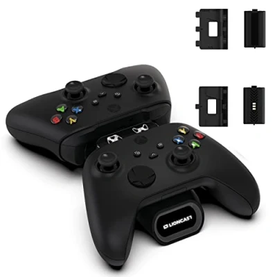 Afbeelding van Lioncast Xbox Controller laadstation met oplaadbare accu (1200 mAh) voor One/Xbox Series X/S, laadstation/docking station, acculaadstation led display,