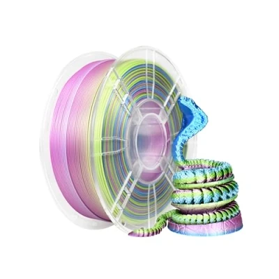 Afbeelding van iBOSS driekleurig PLA+ filament 1,75 mm, 3D printerfilament PLA PLUS 1,75+/ 0,02 1 kg/spoel, zijde PRO filament, hoogglanzend oppervlak, geel, paars, blauw