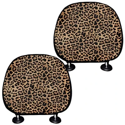 Afbeelding van TOADDMOS Klassieke Luipaard Animal Print Universele Hoofdsteun Covers Set van 2 Auto Seat Hoofd Rest Cover,Auto Decor Accessoires