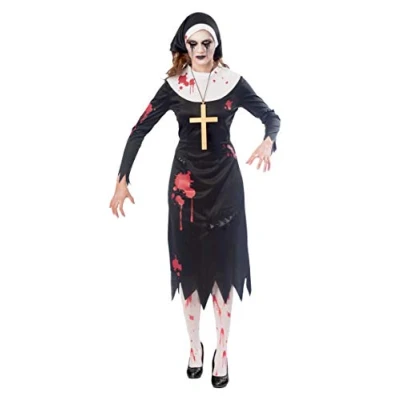 Afbeelding van amscan 9902703 Womens griezelige non zombie Halloween fancy dress kostuum UK jurk maat 10 12