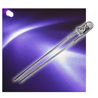 Afbeelding van world trading net 20 LED&#039;s 3 mm waterhelder uv super helder SET, light emitting diode, bedraad, diode lichtgevend, als onderdeel
