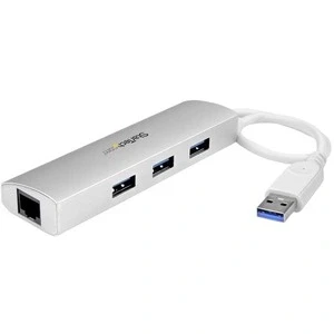 Afbeelding van StarTech.com 3 Poorts aluminium USB 3.0 hub met Gigabit Ethernet netwerkadapter