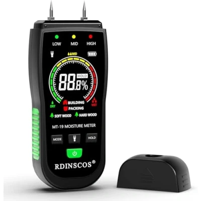 Afbeelding van Vochtmeter, Brandhout Vochttester, Drywall Vochtdetector Professionele vochtgehalte Meter Hout Logs Betonnen Vloeren Tapijt Plafond Bouwmateriaal Hardhout