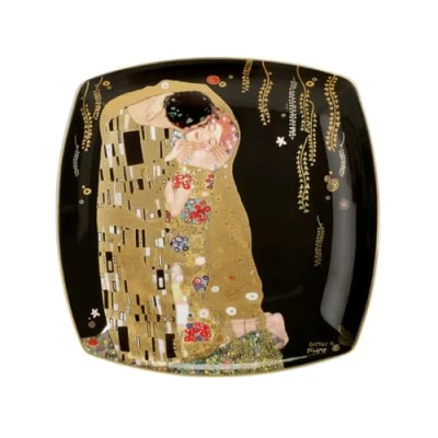 Afbeelding van Goebel Gustav Klimt Decoratief bord De Kus Porselein 21cm met echt goud