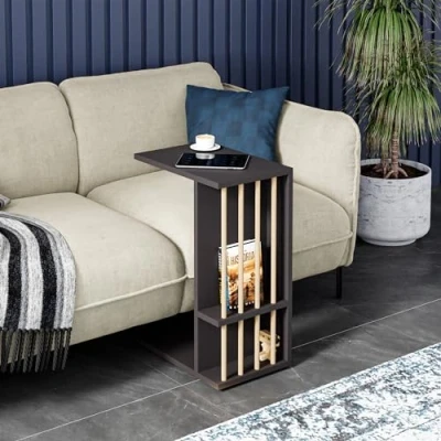 Afbeelding van Bijzettafel Siikainen laptoptafel op wielen 44x29x65 cm zwart