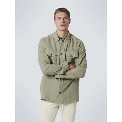 Afbeelding van No Excess Overshirt Donkergroen maat M Heren met Regular fit Pasvorm Linnen Suitable Herenkleding