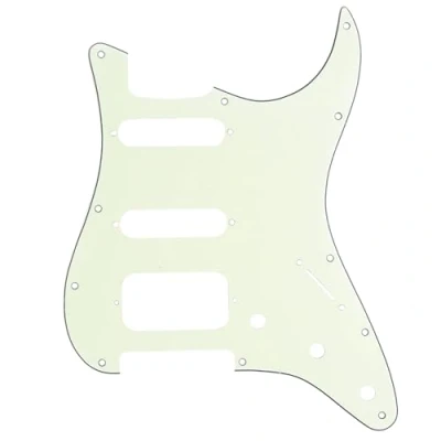 Afbeelding van Musiclily Pro 11 Schroefgaten Ronde Hoek HSS Gitaar Strat Slagplaat voor USA/Mexicaanse Stratocaster Humbucker Open Pickup, 3 laags Ivoor