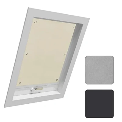 Afbeelding van WOLTU Thermo rolgordijn voor dakramen, zonder boren, zonwering, verduisterend met zuignappen, thermisch rolgordijn, hittebescherming 48 x 93 cm, zwart