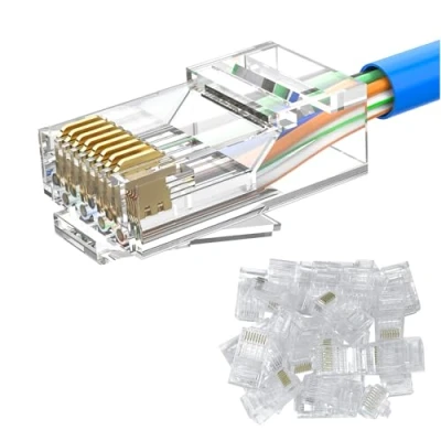 Afbeelding van MOGOOD 25 Stuks RJ45 Cat6 Connectoren, Ethernet Connector Uiteinden, 8P8C UTP Stekker, Vergulde Netwerk Eindstekker, crimp plug voor Cat6, Cat5E, Cat5 installatiekabel