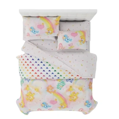 Afbeelding van Franco Collectibles Care Bears Klassiek retro regenboog beddengoed, 7 delig, superzacht dekbed en lakenset met sham, volledig (100% officieel gelicentieerd product)