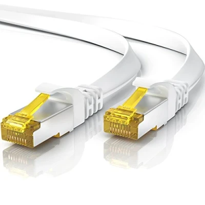 Afbeelding van Primewire 5m CAT7 platte netwerkkabel met CAT6a connector RJ45 10 100 1000 Mbits Patchkabel U FTP afscherming switch router modem patch panel