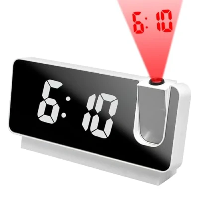 Afbeelding van Projectiewekker, radiowekker, digitale wekker met projectie, 180 graden, draagbare wekker, digitaal groot 7,3 inch led display, USB, temperatuurweergave,
