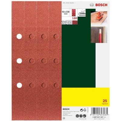 Afbeelding van Bosch Accessoires 25 delige schuurbladenset voor vlakschuurmachines 93X230 K180 2607017107