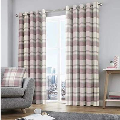 Afbeelding van Fusion Balmoral Check Gordijnen, 168 x 229cm, Blush