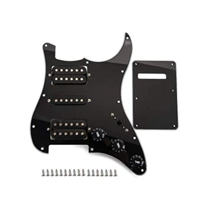 Afbeelding van Alnicov Humbucker slagplank met kabelplaat, zwart, voor HSH gitaar achterdeksel en schroeven
