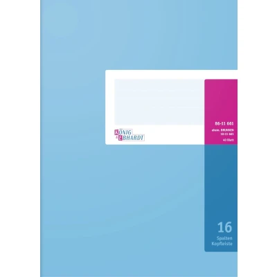 Afbeelding van König &amp; Ebhardt, Formulier, Kolommenboek DIN A4 lichtblauw/magenta 16 kolommen 40 vellen (40 x)