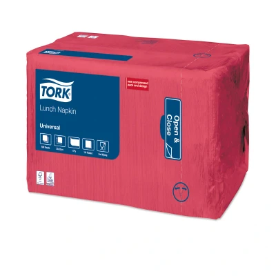 Afbeelding van Tork Lunchservet 33x33cm 1 laags 1/4 vouw Rood 509307