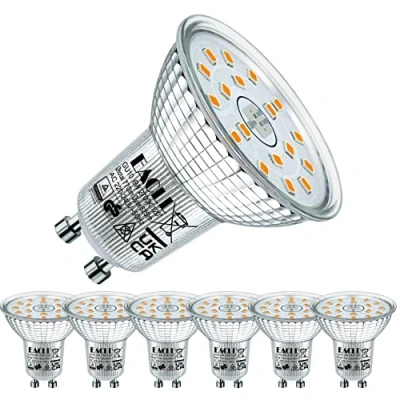Afbeelding van EACLL GU10 LED warm wit 6W vervangt 80W halogeenlampen, verpakking van 6 625 lumen 2700 K lampen, AC 230 V flikkervrije spot, stralingshoek 120 niet dimbare reflectorlampen