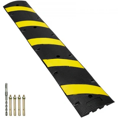 Afbeelding van VEVOR 2 kanaals kabelbeschermingsramp Kabelbrug van rubber Slangbrug 183 x 30 4,5 cm Overloopbeveiliging 10000 kg (per as) Draagvermogen Kabelramp Antislip uitvoering Ideaal voor parkeerplaatsen