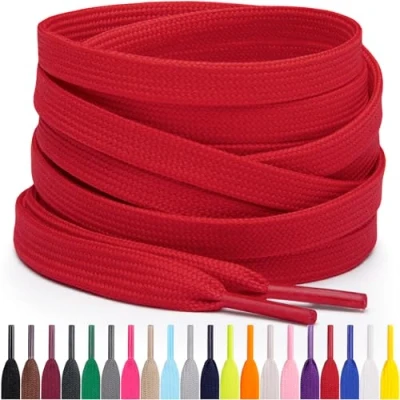 Afbeelding van Miscly Platte Schoenveters, Meerdere Lengtes en Kleuren Beschikbaar (Rood, 114 cm)