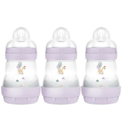 Afbeelding van MAM Easy Start Self Sterilising Anti Colic Baby Bottle 3 Pack (3 x160 ml) with Slow Flow Teats Size 1, Newborn Essentials, Pink (Designs May Vary)