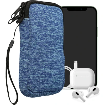 Afbeelding van kwmobile telefoontasje universeel geschikt voor M 5,5&quot; smartphones 15,2 x 8,3 cm Hoesje met rits en polslusje In zeeblauw / lichtblauw
