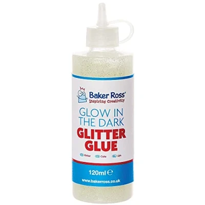 Afbeelding van Baker Ross FX132 Gloed in het Donker Glitterlijm 1 Flesje 120ml, Lijm voor Kinderen, Knutselen, Papier, kaart, Kunstprojecten vloeibare