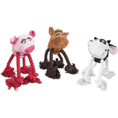 Afbeelding van Flamingo Pluche Dier Hoofd Touw Hondenspeelgoed 18.5 cm Multi