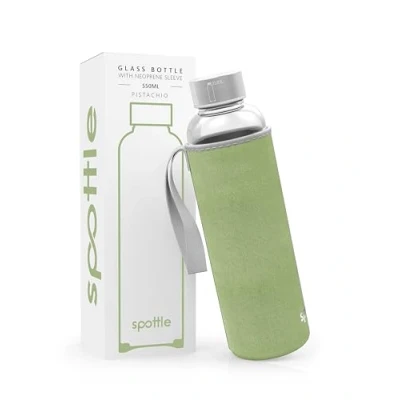 Afbeelding van spottle Glazen Waterfles met Neopreen Hoes, Borosilicaat Drinkfles Vaatwasserbestendig, Geschikt voor alle dranken, BPA vrij, 550ml