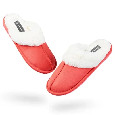 Afbeelding van DUNLOP Damespantoffels met traagschuim, pluizige bontvoering, antislip instapschoenen, Vlam, 39 EU
