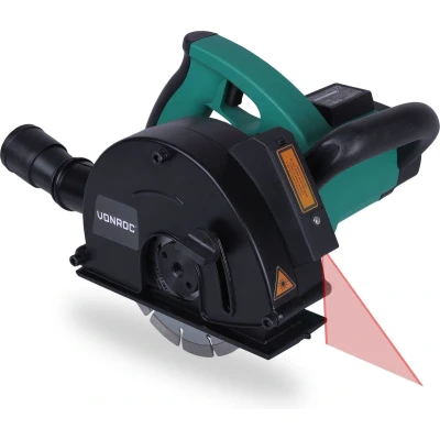 Afbeelding van VONROC Muurfrees Sleuvenfrees + laser 1700W Ø150MM Incl. 2 diamantschijven &amp; stofzuigadapter