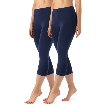 Afbeelding van Merry Style MS MS10 144 LE 2Pack Dames 3/4 Leggings Sport Vrijetijdsbroek Capri Viscose Sporbroek Yogabroek Marine/Marine XS