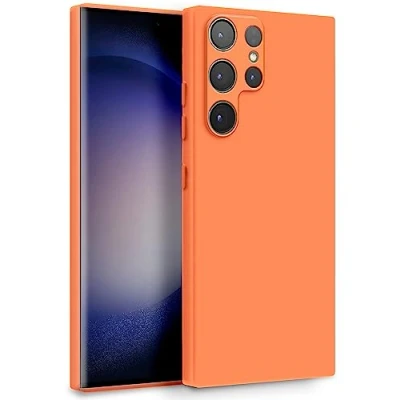 Afbeelding van MyGadget Beschermhoesje voor Samsung Galaxy S23 Ultra, beschermhoes van zachte siliconen, tweelaags, met camerabescherming en krasbestendige binnenvoering, oranje
