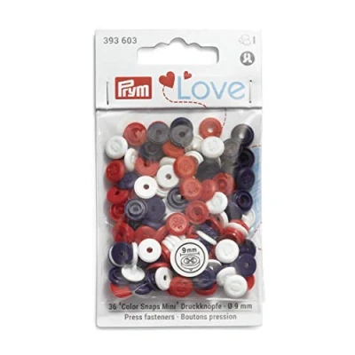 Afbeelding van Prym Love Red White Blue Sew on (9mm) Druk op bevestigingsmiddelen 1 Stuk