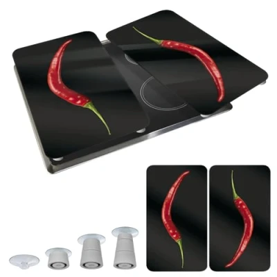 Afbeelding van WENKO Kookplaatdeksel Hot peperoni 8 speciale antislipvoetjes (set, 2 delig)