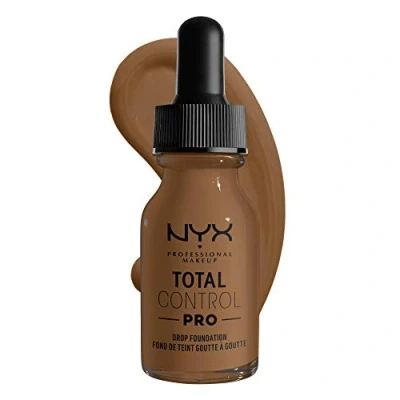 Afbeelding van NYX Professional Makeup Total Control Pro Drop Foundation, vloeibare make up, individuele en opbouwbare dekking, veganistische formule, True to Skin Finish, 13 ml, kleur: Deep Sable